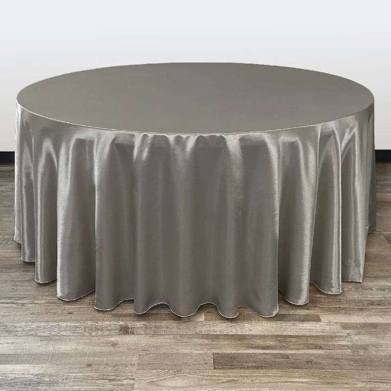 132 inch Satin Round Tablecloth Platinum