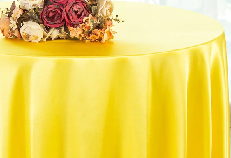 132" Round Heavy Duty Satin Tablecloth - Canary Yellow (1pc)