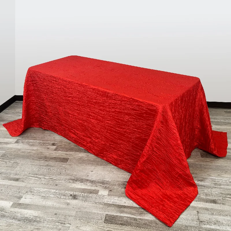 90 x 156 inch Crinkle Taffeta Rectangular Tablecloth Red