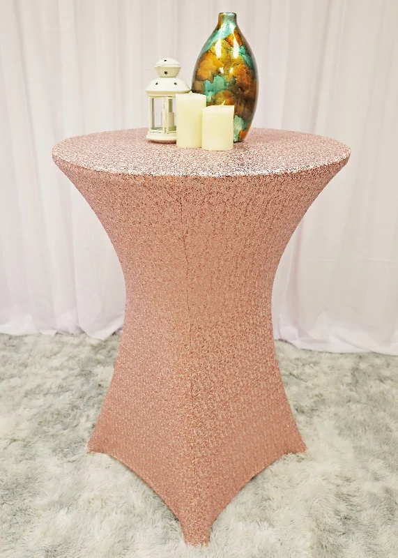 30"x42" Cocktail Sequin Spandex Table Cover - Blush Pink/Rose Gold (1pc)