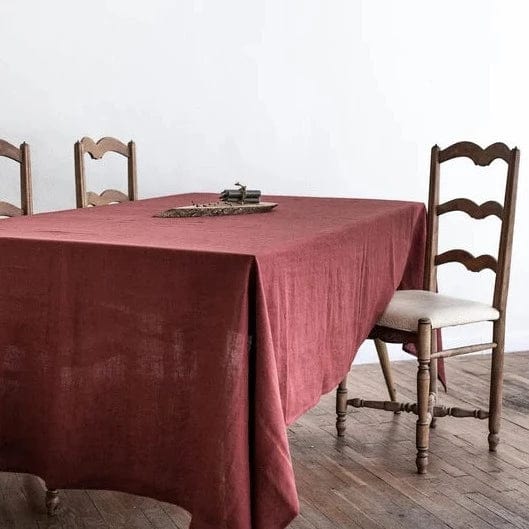 Terracotta Red 100% Linen Tablecloth