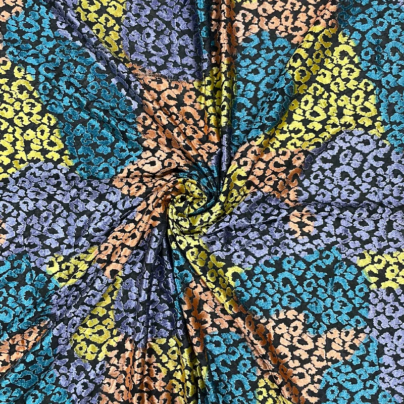 Multicolor Web Print Brasso Velvet Fabric