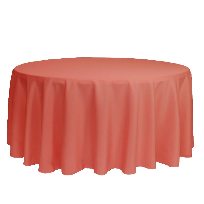 132 inch Polyester Round Tablecloth Coral