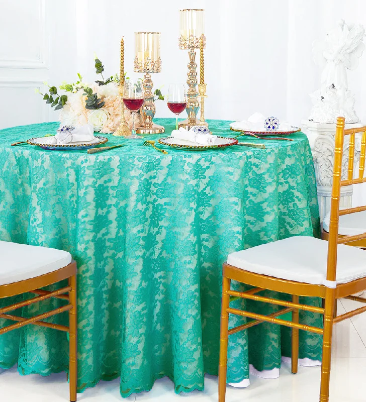 108" Round Caspari Lace Tablecloth/Table Overlay - Tiff Blue/Aqua Blue (1pc)