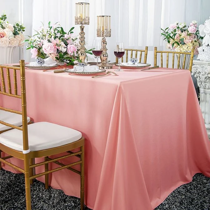 60"x120" Seamless Rectangular Scuba (Wrinkle-Free) (240 GSM) Tablecloth - Rose Pink (1pc)